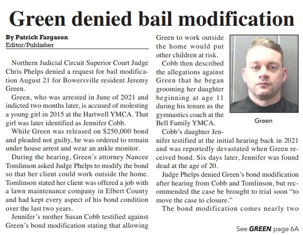 Hartwell Sun - Green Denied Bail